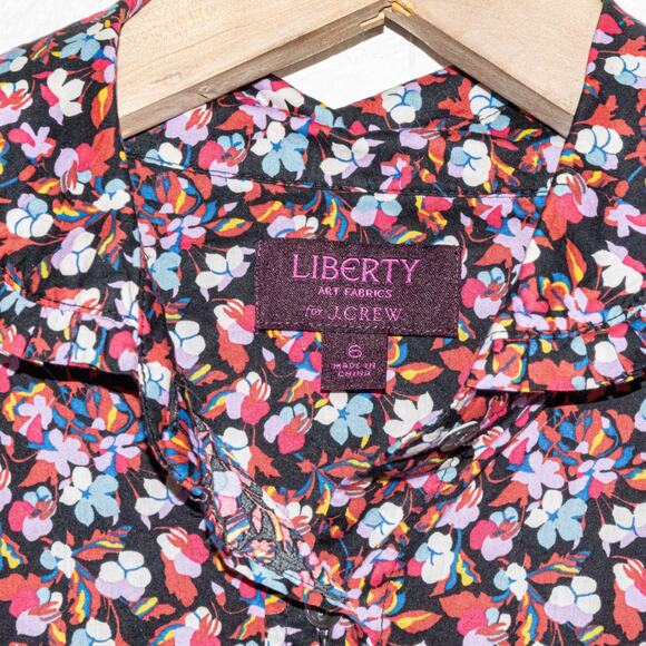 J.Crew Liberty Art Fabric Sarah Tie Neck Button up Shirt size 6 - Picture 2 of 9
